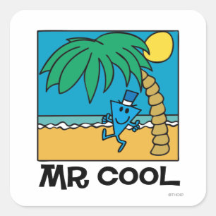 Spaß am Strand mit Mr. Cool Quadratischer Aufkleber