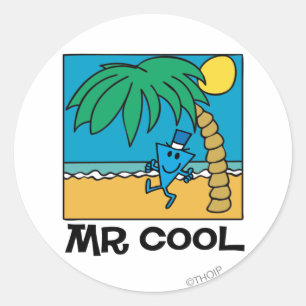 Spaß am Strand mit Mr. Cool Runder Aufkleber