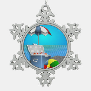 SPASS AM STRAND SCHNEEFLOCKEN Zinn-Ornament