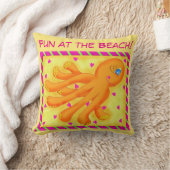Spaß am Strand Whimsy Octopus Yellow Orange Kissen (Decke)