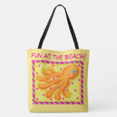 Spaß am Strand Whimsy Octopus Yellow Orange Tasche (Rückseite)