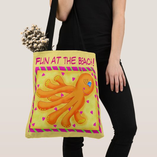 Spaß am Strand Whimsy Octopus Yellow Orange Tasche (Von Nahem)