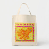 Spaß am Strand Whimsy Octopus Yellow Orange Tragetasche (Vorne)