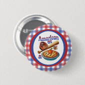 Spaß amerikanisch als Baseball & Apple Pie Button (Vorne & Hinten)