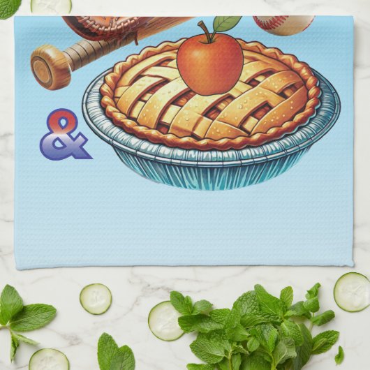 Spaß amerikanisch als Baseball & Apple Pie Geschirrtuch (Gefaltet)