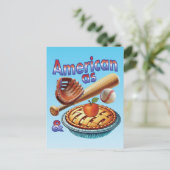 Spaß amerikanisch als Baseball & Apple Pie Postkarte (Stehend Vorderseite)
