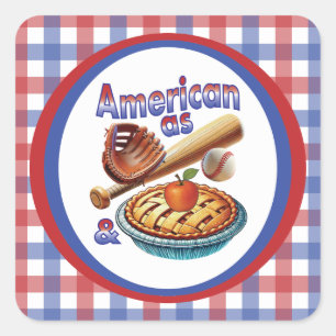 Spaß amerikanisch als Baseball & Apple Pie Quadratischer Aufkleber