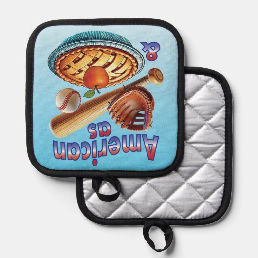 Spaß amerikanisch als Baseball & Apple Pie Topflappen (Vorderseite/Rückseite)