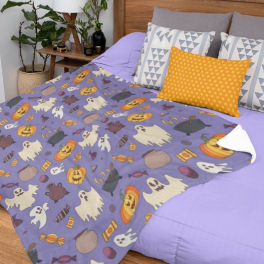Spaß an Halloween Geister Lila Muster Fleecedecke