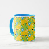 Spaß Ananas Blume Blau Tasse (Vorderseite Links)