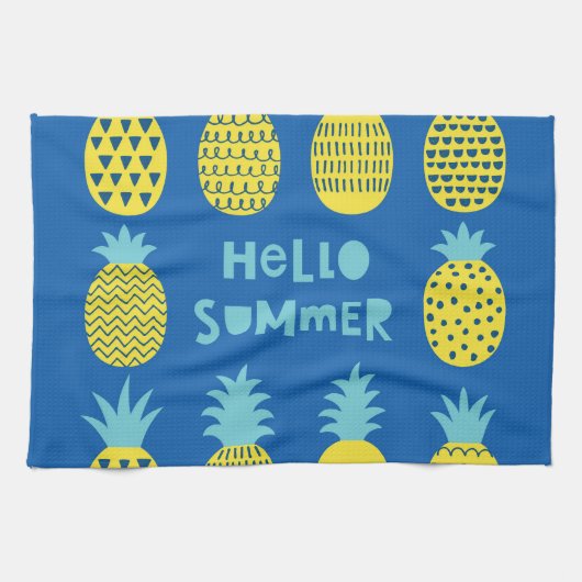Spaß Ananas Vintager Kartenentwurf Geschirrtuch (Horizontal)