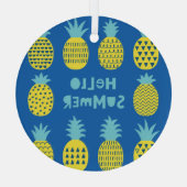 Spaß Ananas Vintager Kartenentwurf Ornament Aus Glas (Rückseite)