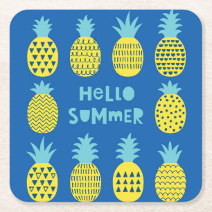 Spaß Ananas Vintager Kartenentwurf Rechteckiger Pappuntersetzer