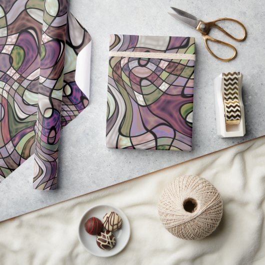 Spaß Angesagter Lila Violet Schwarzer Mosaik Pop K Geschenkpapier (Kunsthandwerk)