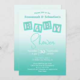 Spaß Aquamarin Ombre BABY Blocks Einladung