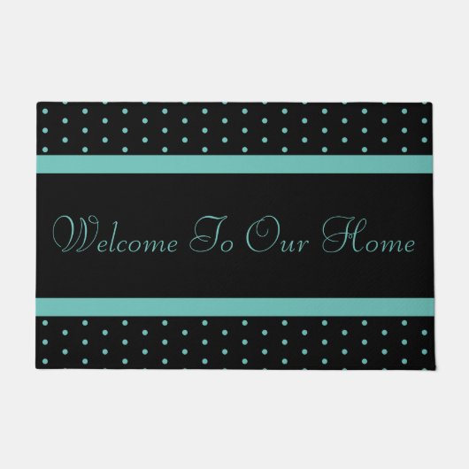 Spaß Aquamarin Polka Dot Willkommenmatte Fußmatte (Vorderseite)