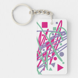 Spaß Aquamarin rosa Lila Punkte Dreiecke Quadrate  Schlüsselanhänger