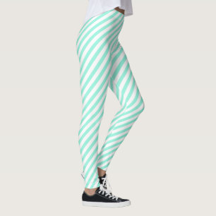 Spaß-aquamarine grüne Diagonale Striped Leggings