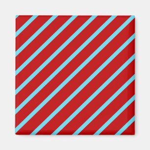 Spaß-aquamariner Türkis-rote Diagonale Stripes Magnet