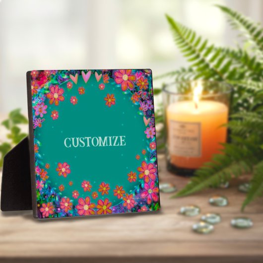 Spaß Aquamarines Blumenherz Whimsical Personalisie Fotoplatte