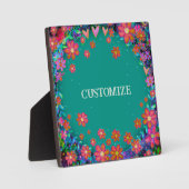 Spaß Aquamarines Blumenherz Whimsical Personalisie Fotoplatte (Vorderseite)