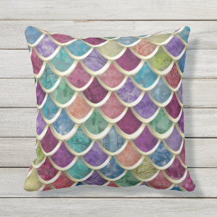 Spaß-Aquarell Fisch-Skala Muster Kissen Für Draußen