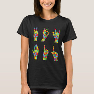 Spaß ASL Liebe Gebärdensprache Autismus Bewusstsei T-Shirt