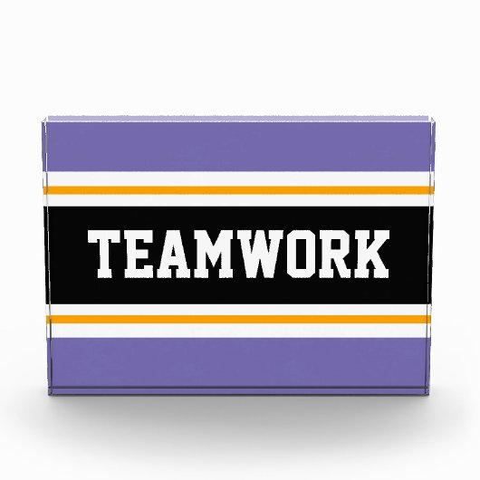 Spaß Athletic Lila Schwarz-weißes TEAMWORK Streife Fotoblock (Vorderseite)