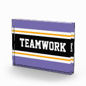 Spaß Athletic Lila Schwarz-weißes TEAMWORK Streife Fotoblock (Rechts)