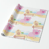Spaß auf dem Bauernhof mit Stall und Zaun Geschenkpapier (Ungerollt)