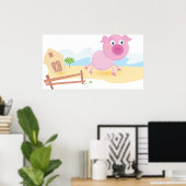 Spaß auf dem Bauernhof mit Stall und Zaun Poster (Heimbüro)