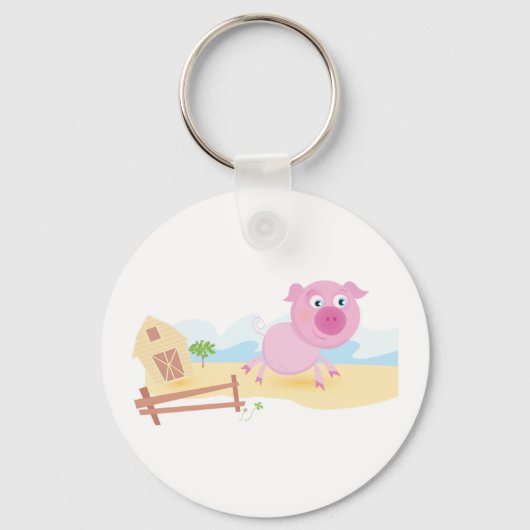 Spaß auf dem Bauernhof mit Stall und Zaun Schlüsselanhänger (Vorderseite)