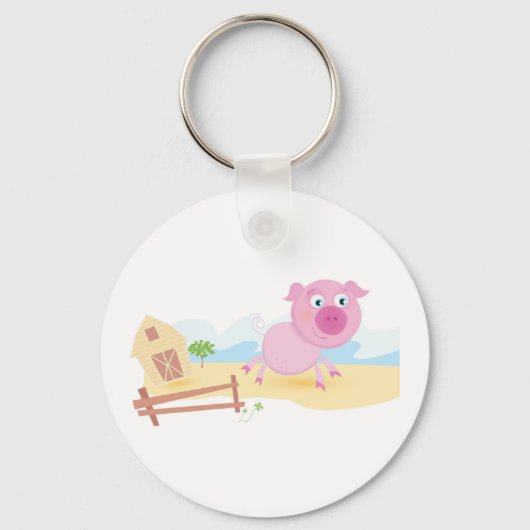 Spaß auf dem Bauernhof mit Stall und Zaun Schlüsselanhänger (Rückseite)