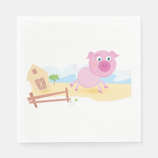 Spaß auf dem Bauernhof mit Stall und Zaun Serviette (Vorderseite)