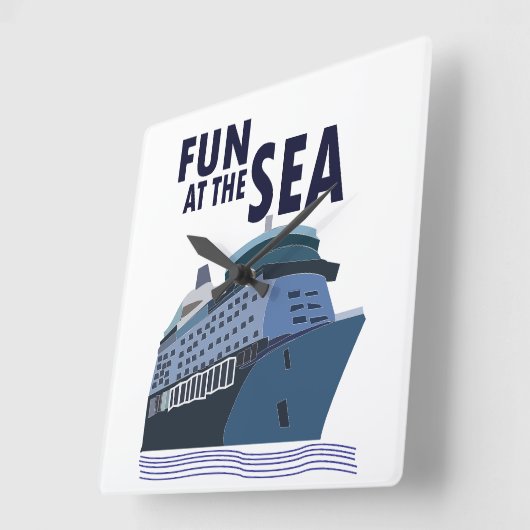 Spaß auf dem Kreuzfahrtschiff Quadratische Wanduhr (Winkel)