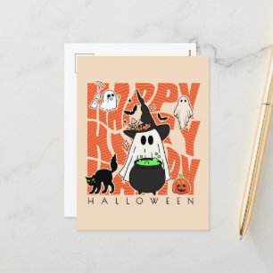 Spaß aufwecken   Happy Halloween Magic & Mischief Feiertagspostkarte