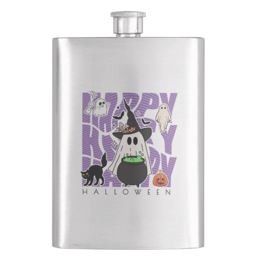 Spaß aufwecken | Happy Halloween Magic & Mischief Flachmann (Vorderseite)