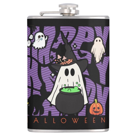 Spaß aufwecken | Happy Halloween Magic & Mischief Flachmann (Vorderseite)