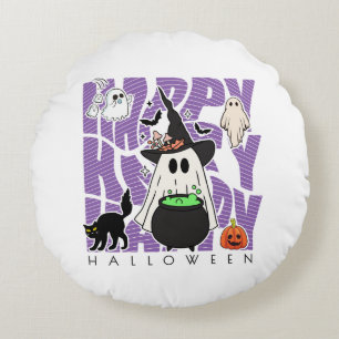 Spaß aufwecken Happy Halloween Magic & Mischief Rundes Kissen