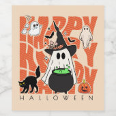 Spaß aufwecken | Happy Halloween Magic & Mischief Weinetikett (Einzelnes Label)