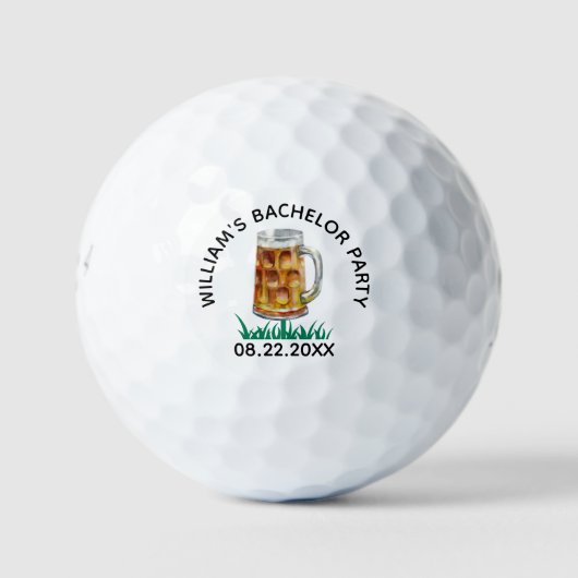 Spaß Bachelor Party T-Shirt Beer Tasse Name Golfball (Vorderseite)
