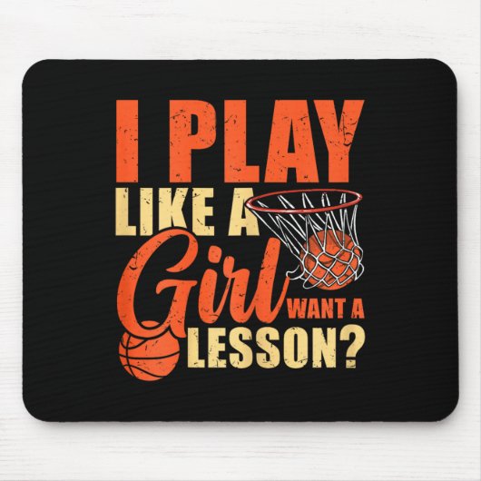 Spaß Basketball Ich spiele wie ein Mädchen Mousepad (Vorne)