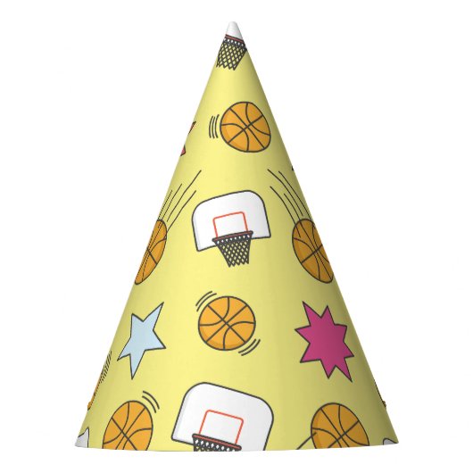 Spaß Basketballmuster Partyhütchen (Vorderseite)