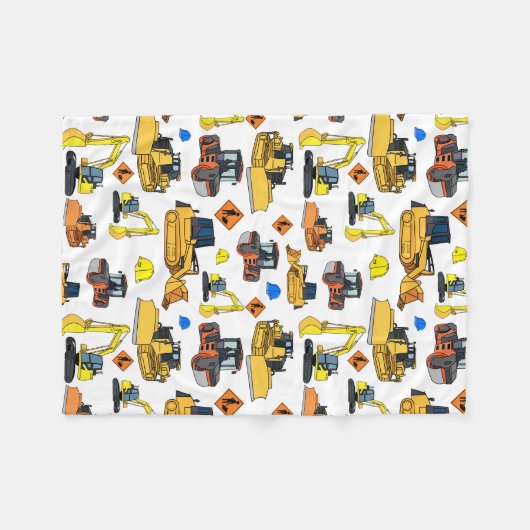 Spaß-Bau-Fahrzeug-Illustrations-Muster Fleecedecke (Vorderseite (Horizontal))