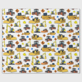 Spaß-Bau-Fahrzeug-Illustrations-Muster Geschenkpapier (Flach)