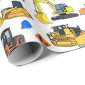 Spaß-Bau-Fahrzeug-Illustrations-Muster Geschenkpapier (Rolleneckpunkt)