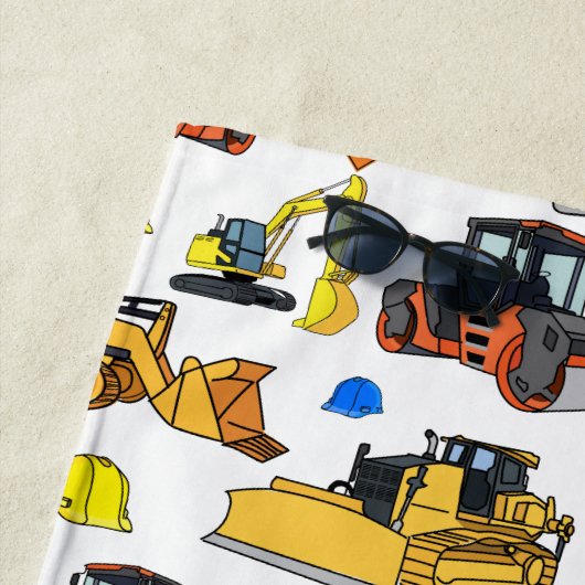 Spaß-Bau-Fahrzeug-Illustrations-Muster Strandtuch (Beispiel)