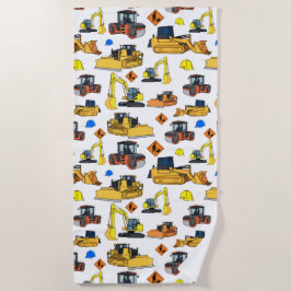 Spaß-Bau-Fahrzeug-Illustrations-Muster Strandtuch