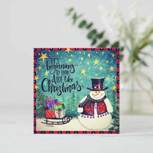 Spaß beginnt, wie Weihnachten Schneemann auszusehe (Stehend Vorderseite)