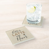 Spaß bei Typografie besser spät als nie Glasuntersetzer (Schrägansicht)